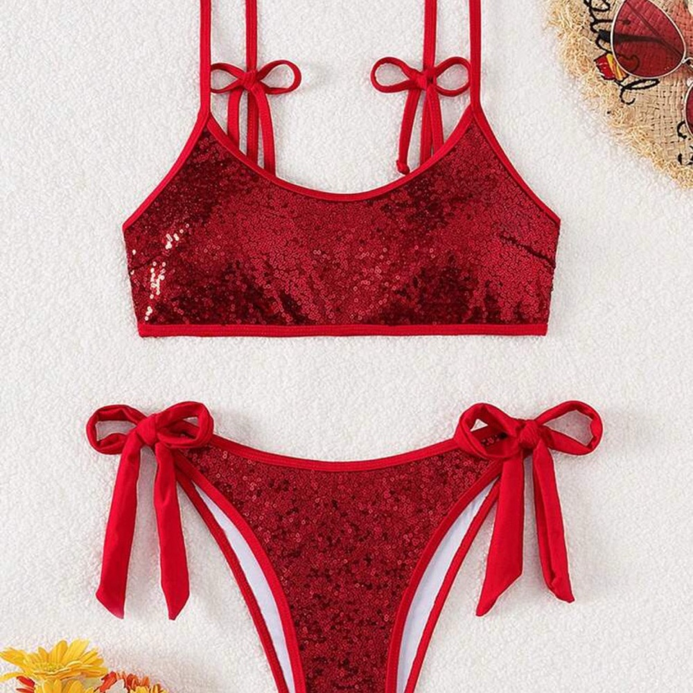 Red Sequin Bikini Set BNWT